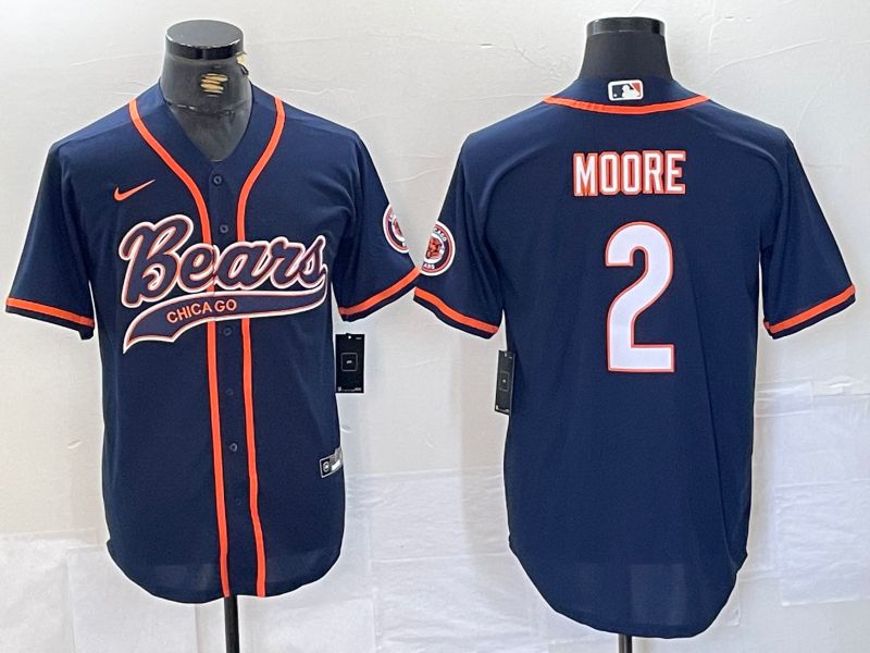 Men Chicago Bears #2 Moore Blue Joint Name 2024 Nike Limited NFL Jersey style 1